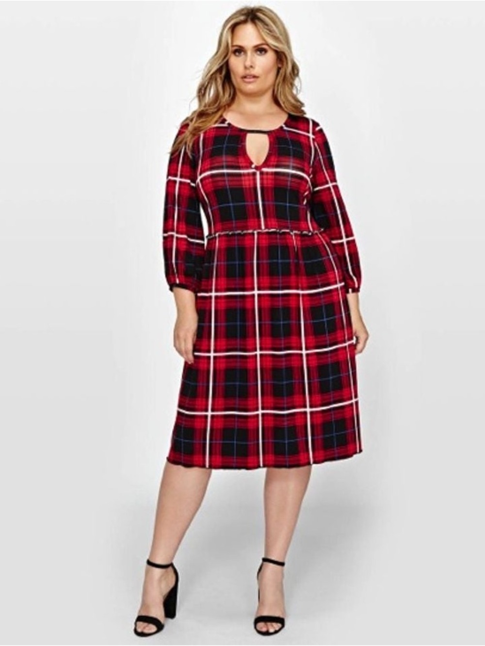 Love & Legend Red and Black Plaid Front-Key Tunic
